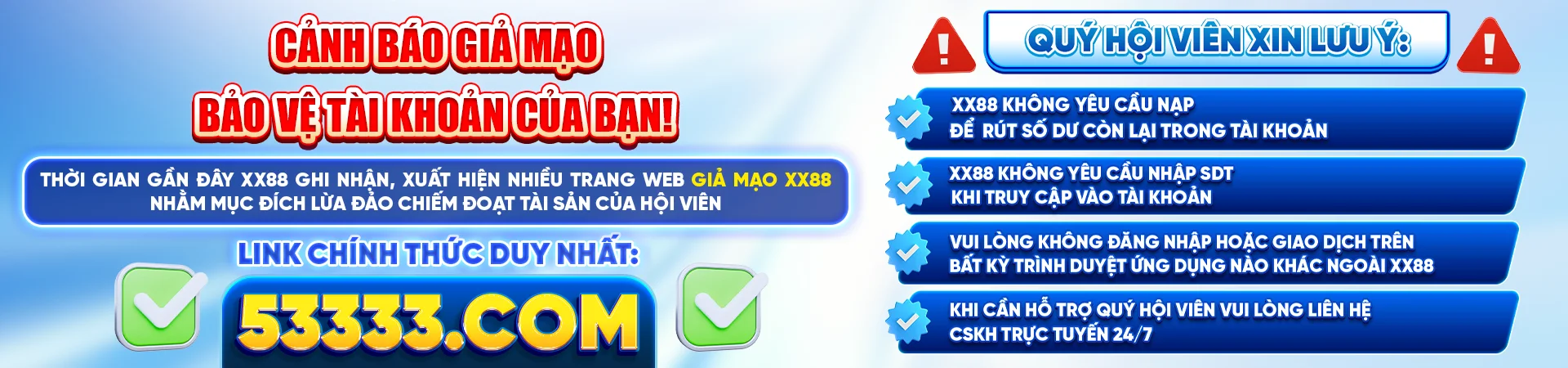 Cảnh báo giả mạo xx88